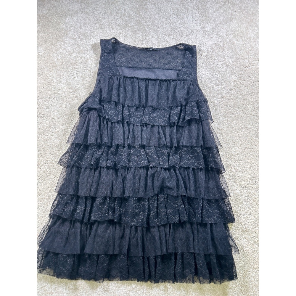 Paraphrase Size‎ M Black Sleeveless Lace Ruffle Top Whimsigoth Dark Fairy Witchy